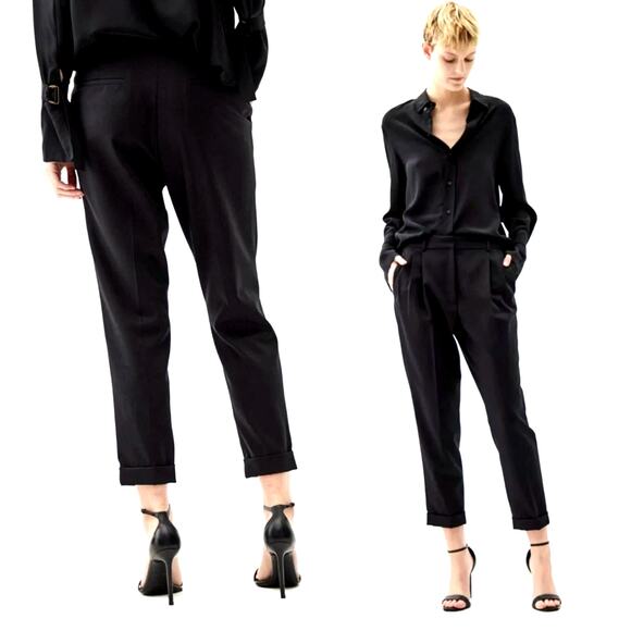 NEW! Nili Lotan 8 WOOL Dress Pants $495 High Rise Straight Leg Cropped Black - Picture 14 of 14